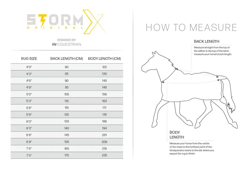 StormX Bee Fly Rug Sizing